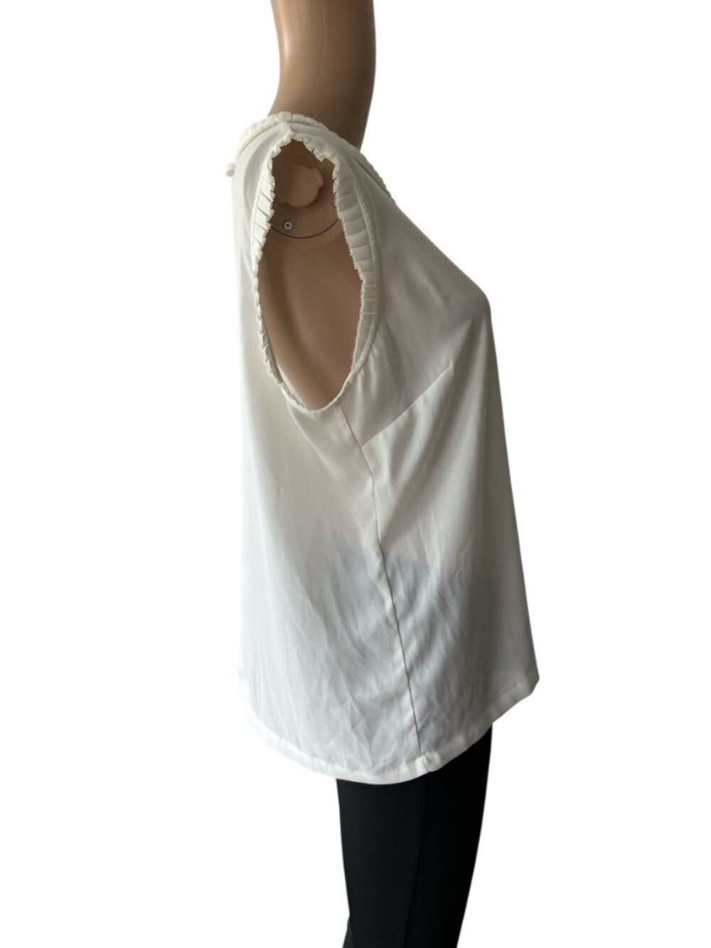 J. Crew Ruffled Fancy Neutral Tank Top - Picture 2 of 7